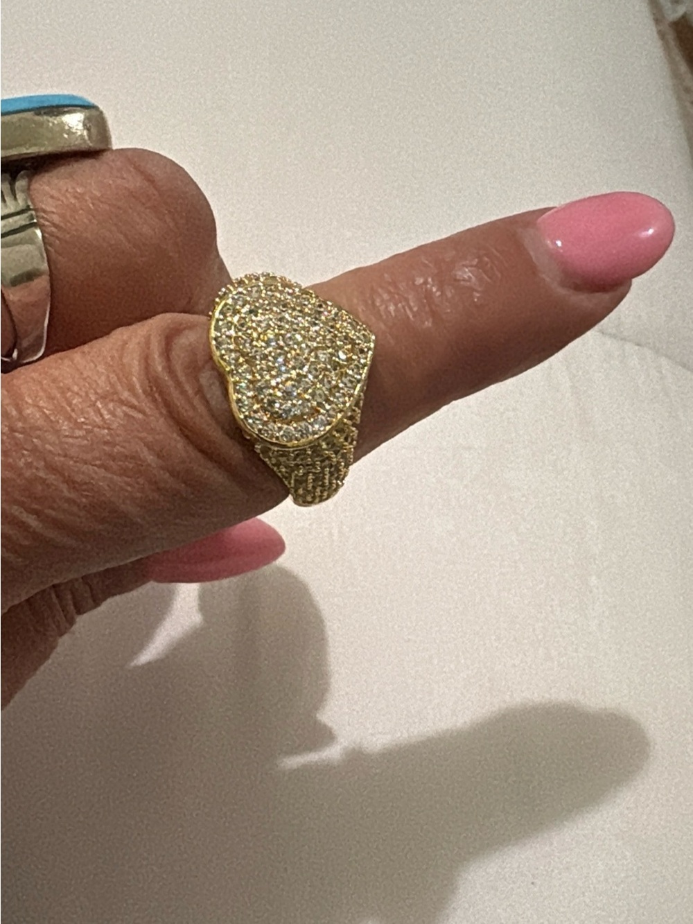 Gold Heart Pavé Crystal Statement Ring - Women's Jewelry